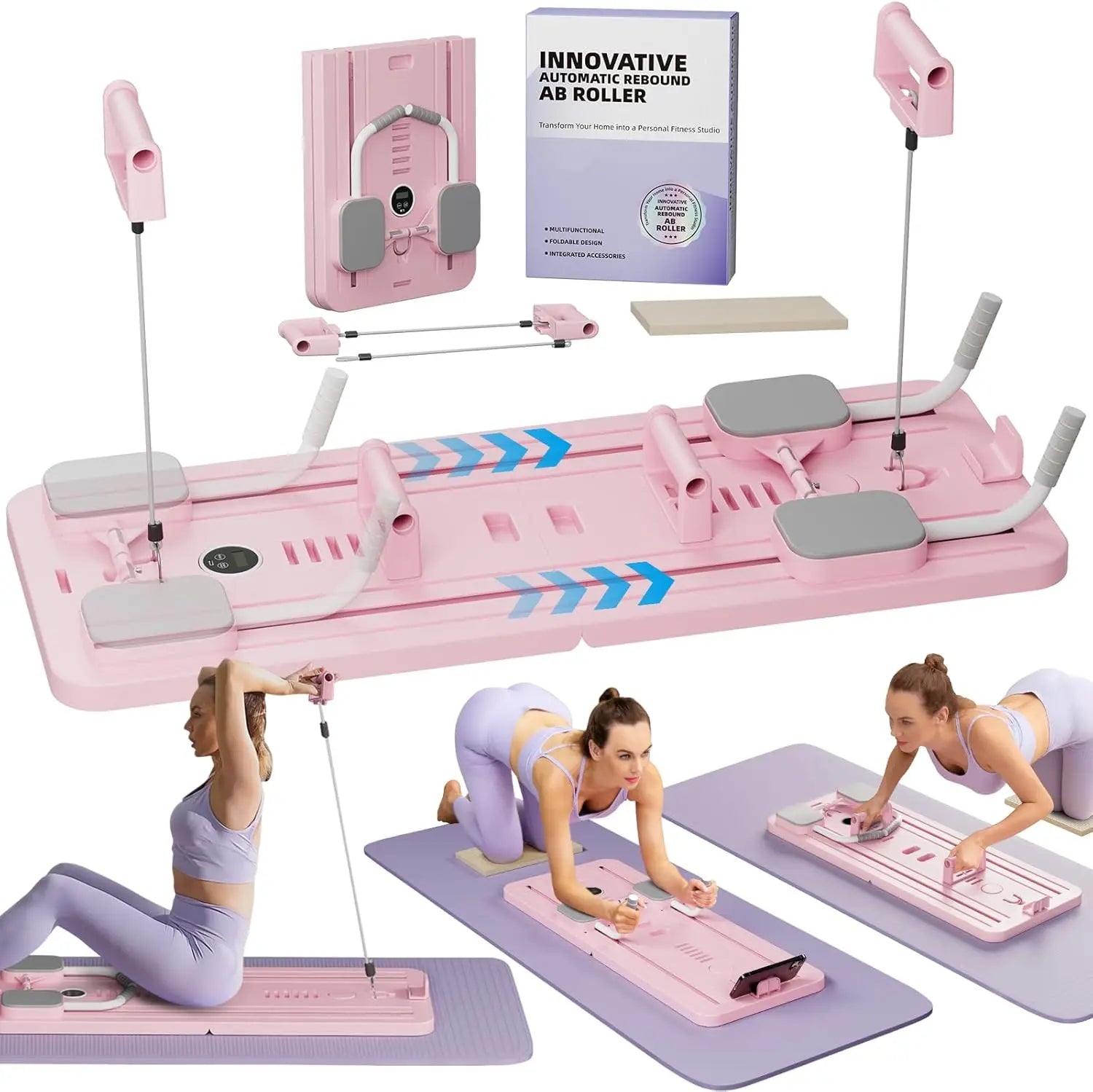 Multifunctional Abdominal Board Fitness Board Push up Board Automatic Rebound Abdominal Muscle Curling, Home Fitness Equipme