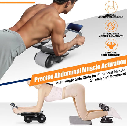 New with Timer Ab Abdominal Exercise Roller with 4 Elbow Supports, Abs Roller Wheel Core Exercise Equipment, Automatic Rebound Abdominal Wheel